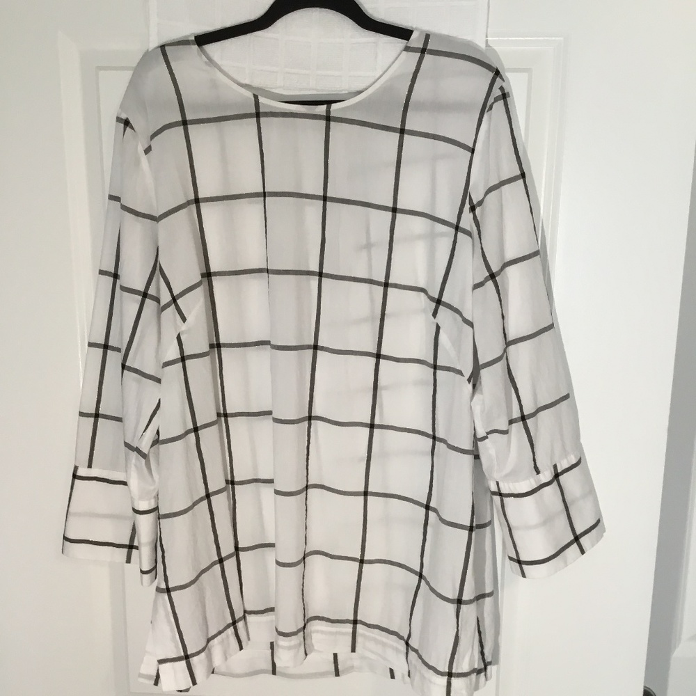 Liz Claiborne Women’s Pullover Top White/ Gray/ Gold Size XXL